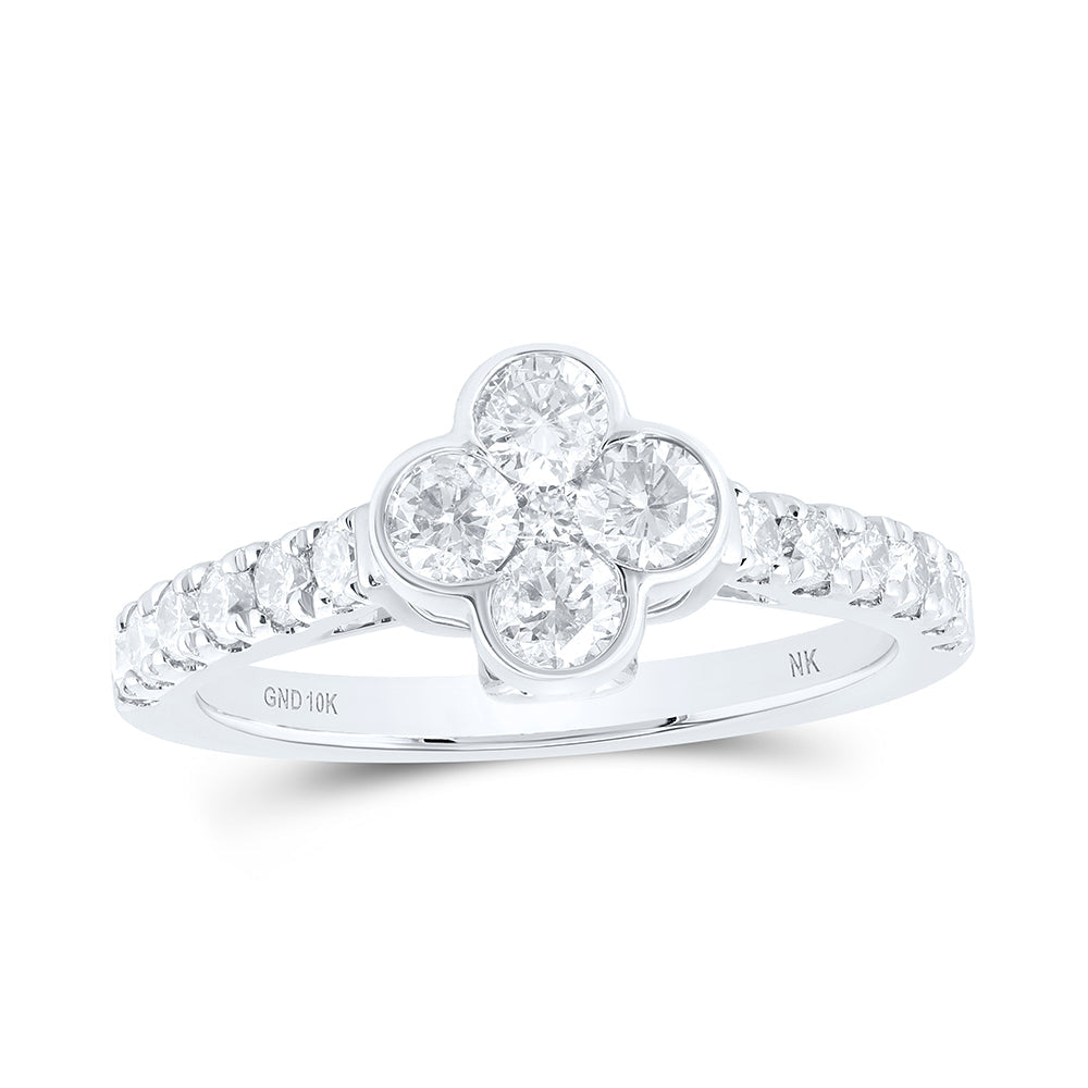 1CTW-NAT DIA NK FASHION CLOVER LADIES RING 7 Daisy Joyeria