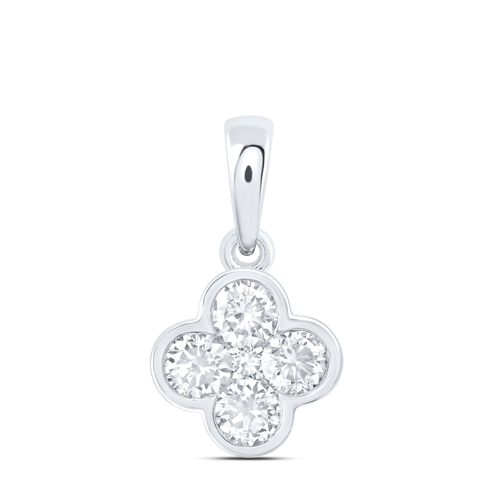 1/2CTW-NAT DIA NK FASHION CLOVER PENDANT Daisy Joyeria