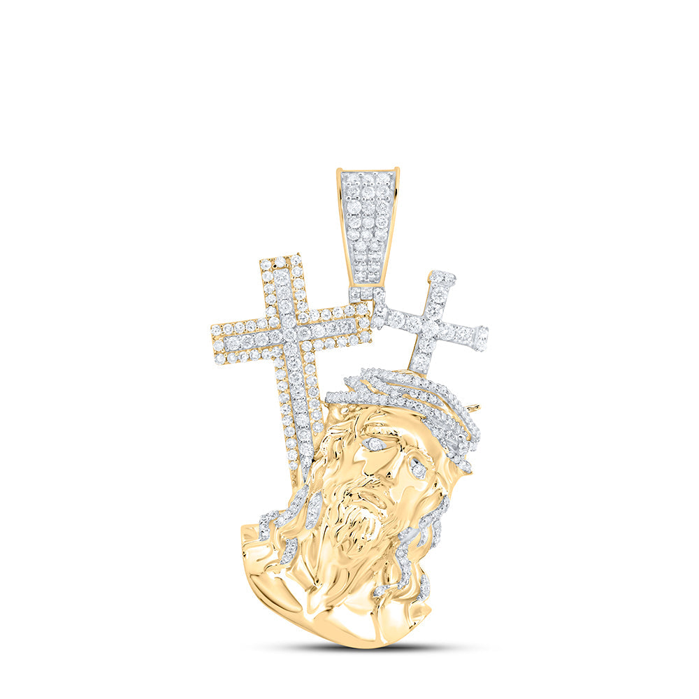 1 1/3CTW-NAT DIA NK JESUS CROSS MENS CHARM Daisy Joyeria