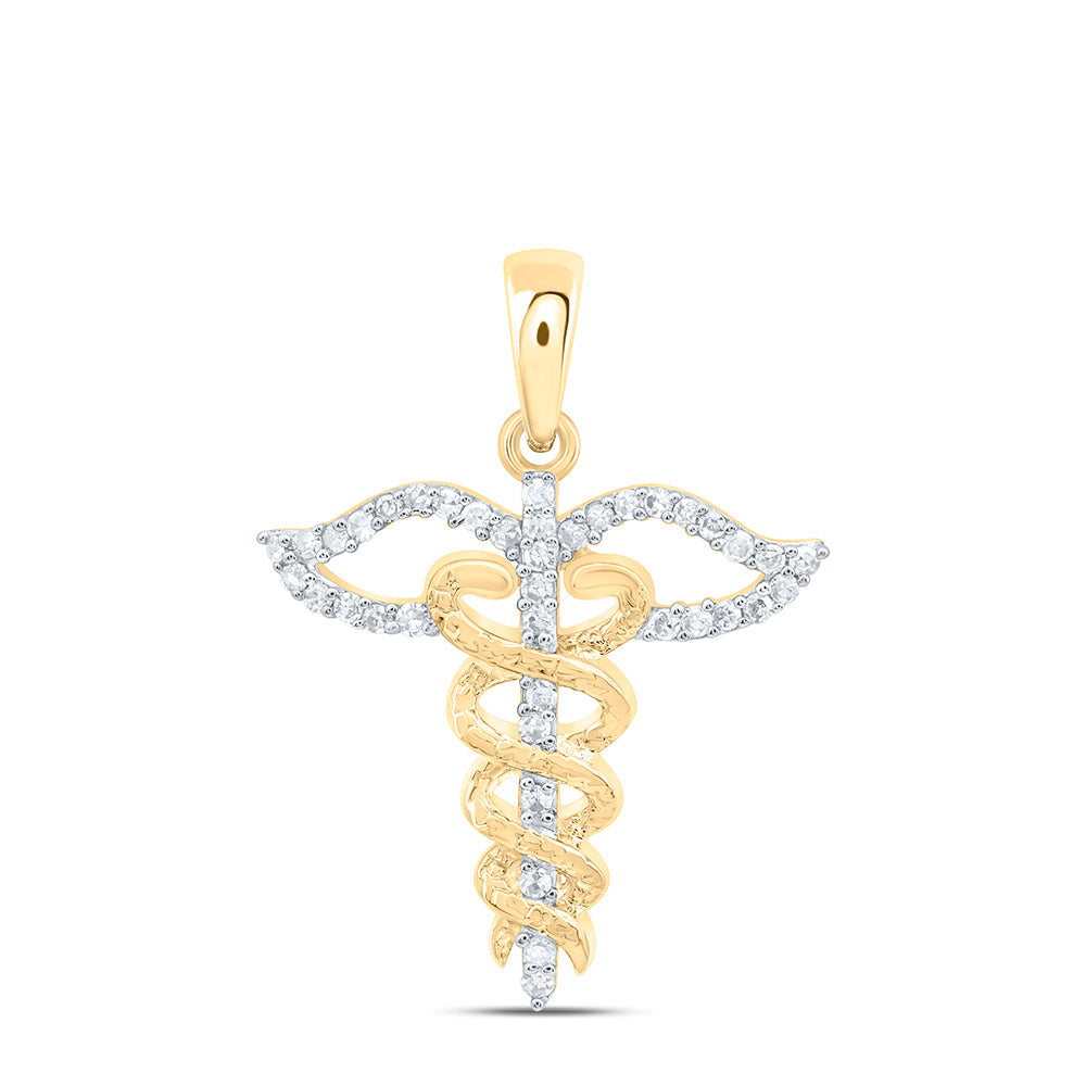 1/8CTW-NAT DIA NK GIFT CADUCEUS MEDICAL SYMBOL PENDANT Daisy Joyeria
