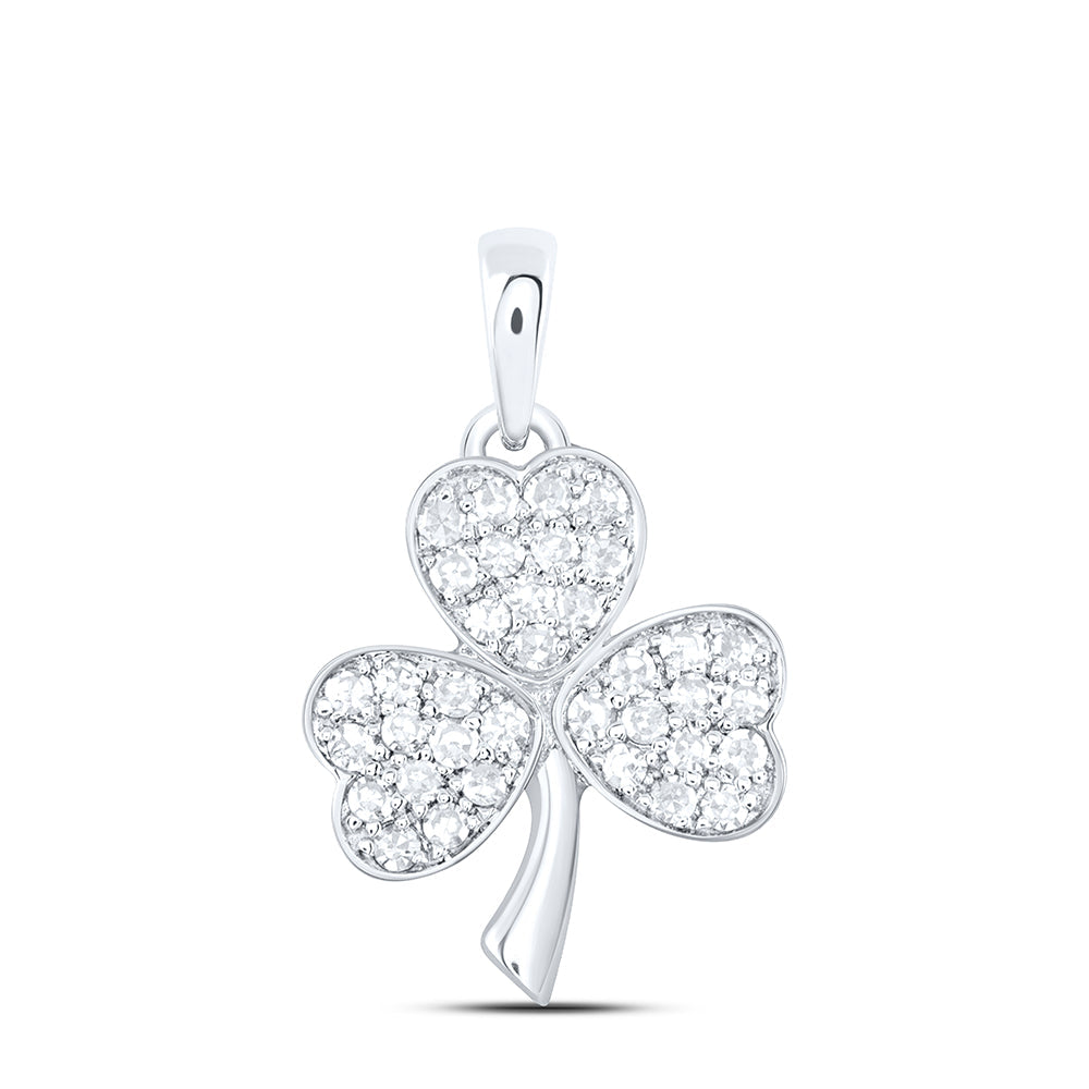 1/5CTW-NAT DIA NK CLOVER 3 LEAF FASHION PENDANT Daisy Joyeria