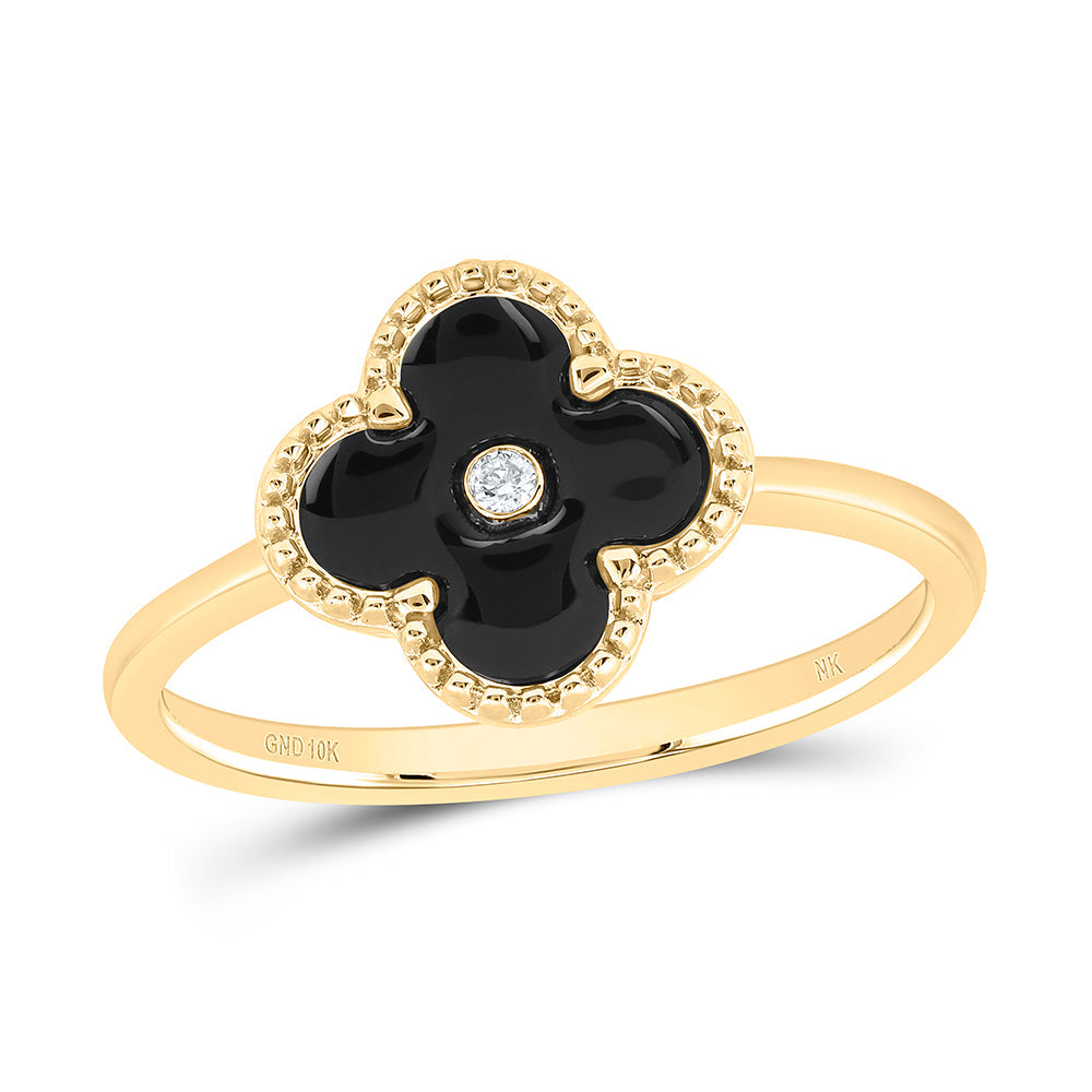 0.012CTW-NAT DIA NK GIFT CLOVER RING 7 Daisy Joyeria