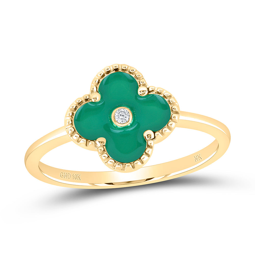 0.012CTW-NAT DIA NK GIFT CLOVER RING 7 Daisy Joyeria