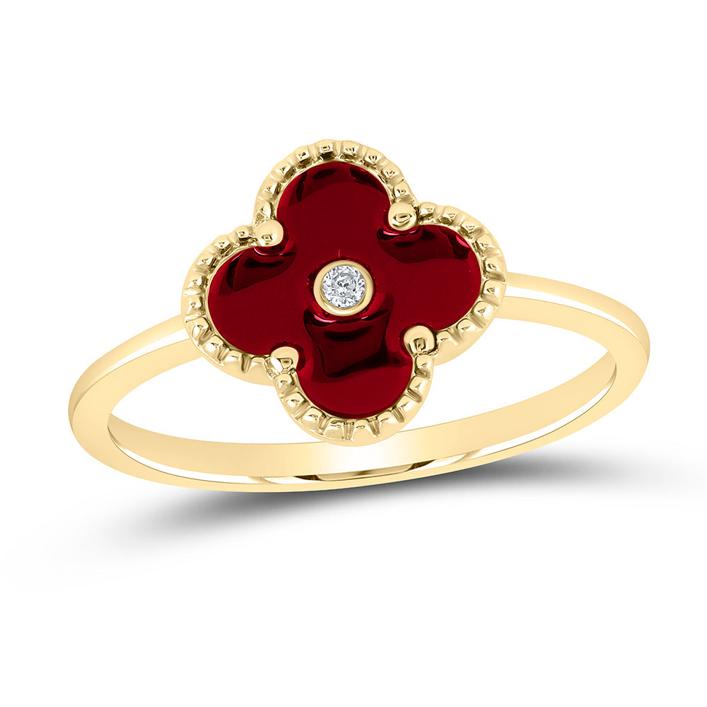 0.010CTW-NAT DIA NK GIFT CLOVER RING 7 Daisy Joyeria