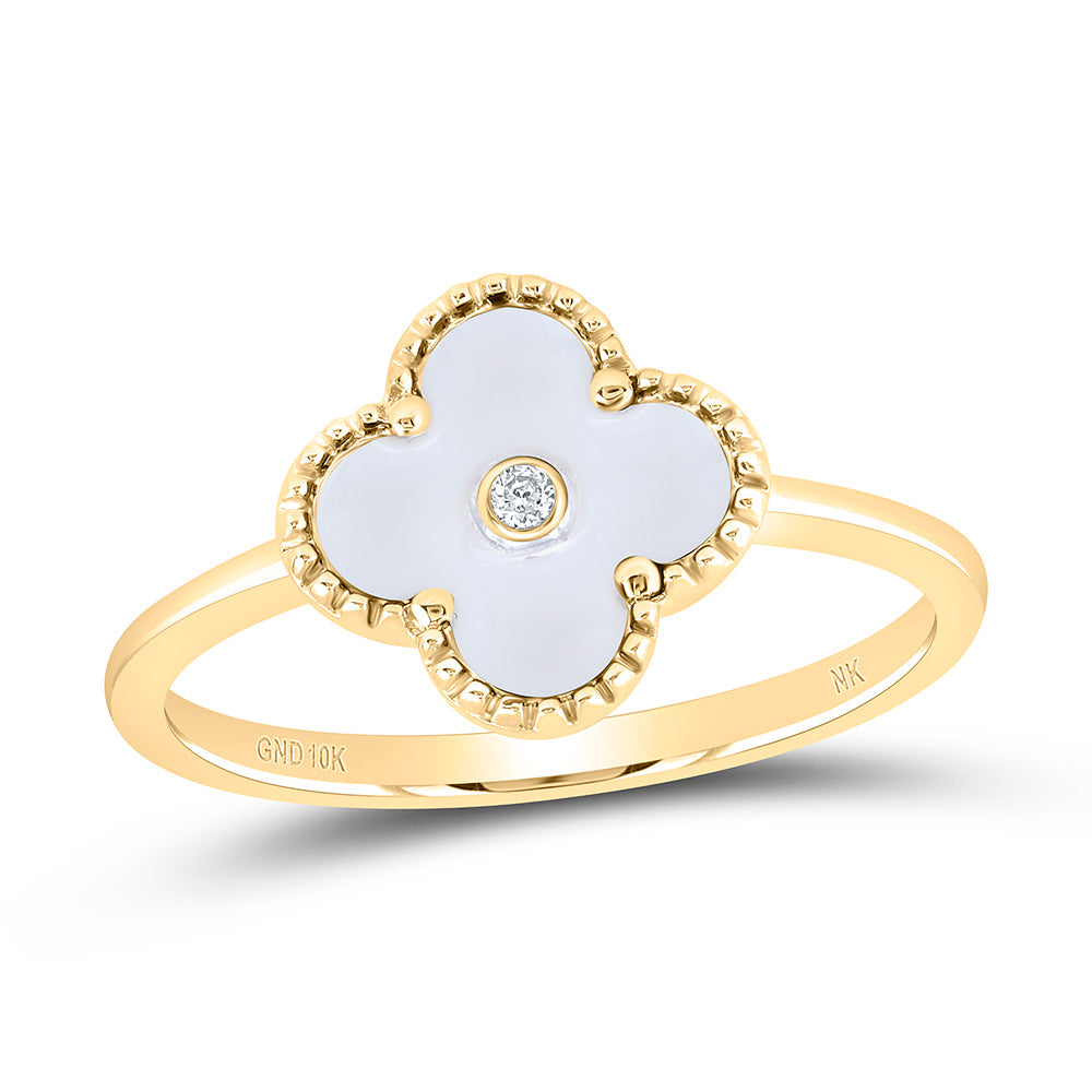 0.012CTW-NAT DIA NK GIFT CLOVER RING 7 Daisy Joyeria