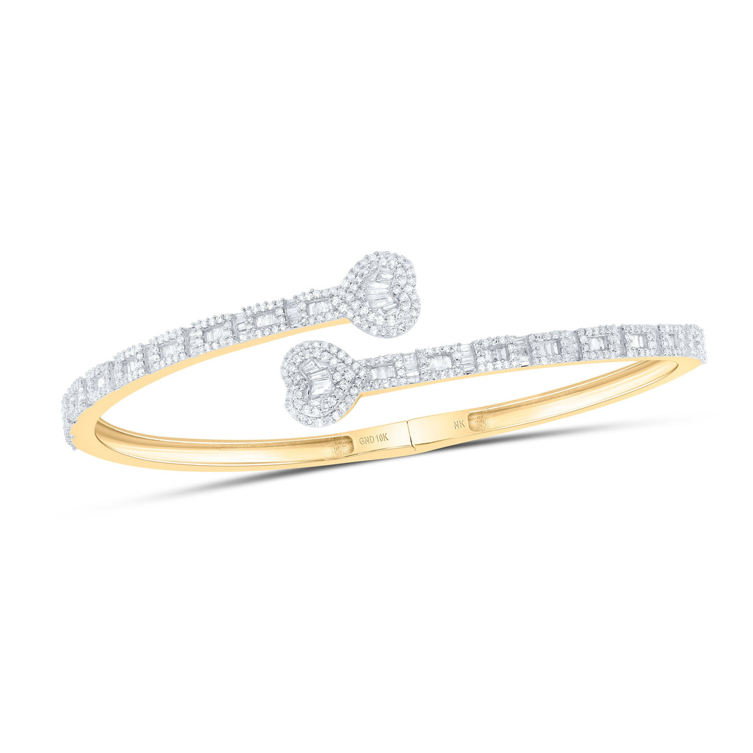 1 7/8CTW-NAT DIA NK HEART LADIES CUFF BANGLE (55 MM) Daisy Joyeria