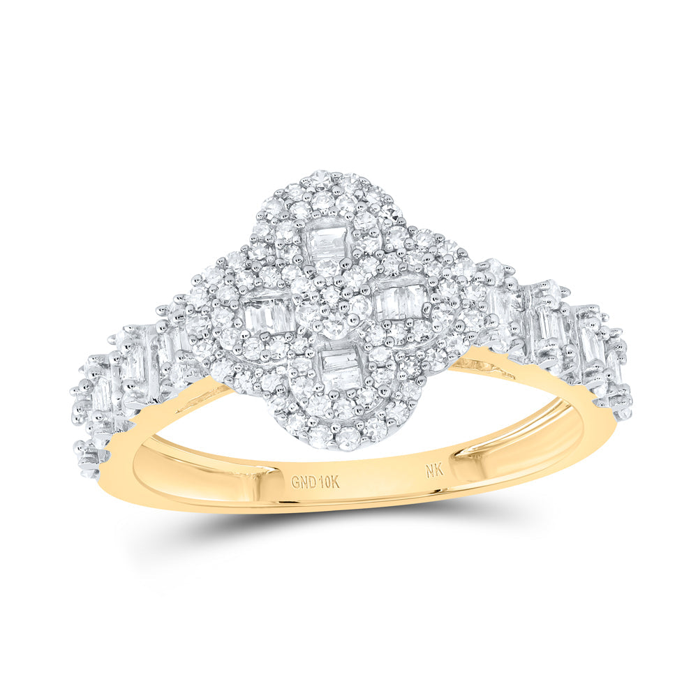 5/8CTW-NAT DIA NK FASHION CLOVER LADIES RING 7 Daisy Joyeria