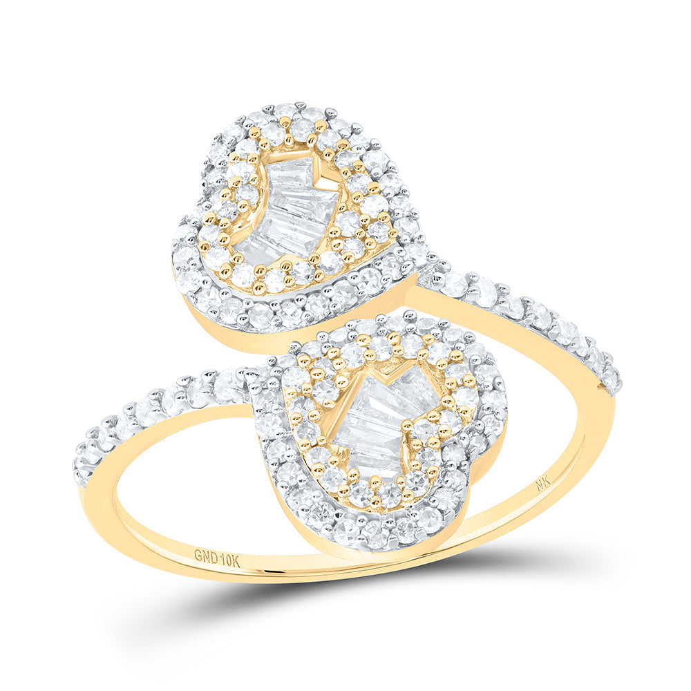 5/8CTW-NAT DIA NK HEART LADIES CUFF RING 7 Daisy Joyeria