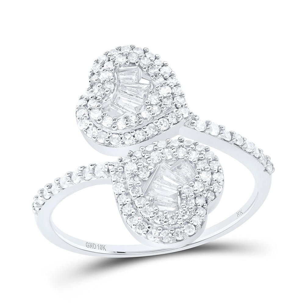 5/8CTW-NAT DIA NK HEART LADIES CUFF RING 7 Daisy Joyeria