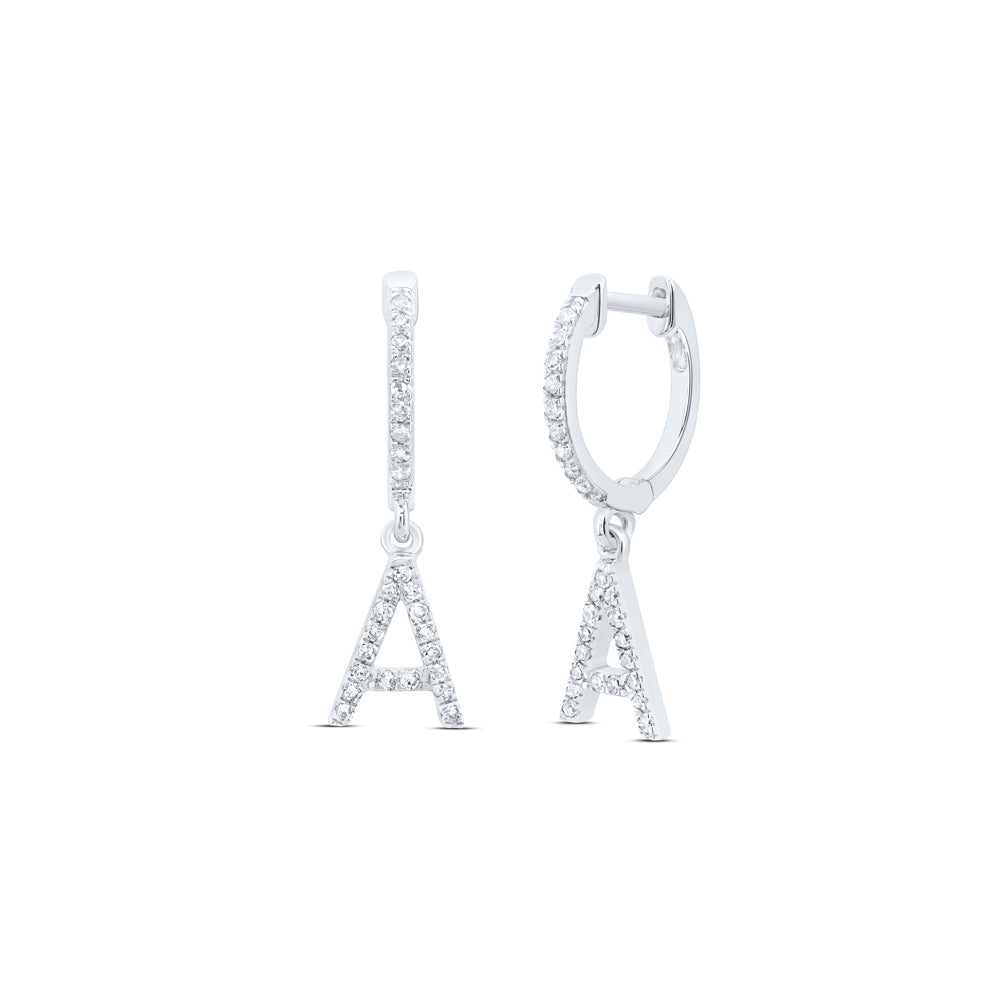 1/5CTW-NAT DIA NK GIFT INITIAL "A" DANGLING EARRING Daisy Joyeria