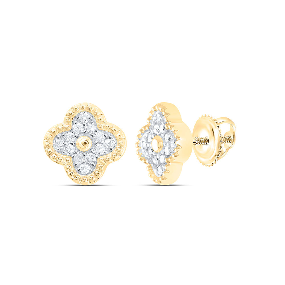 1/6CTW-NAT DIA CN GIFT CLOVER STUD EARRING Daisy Joyeria