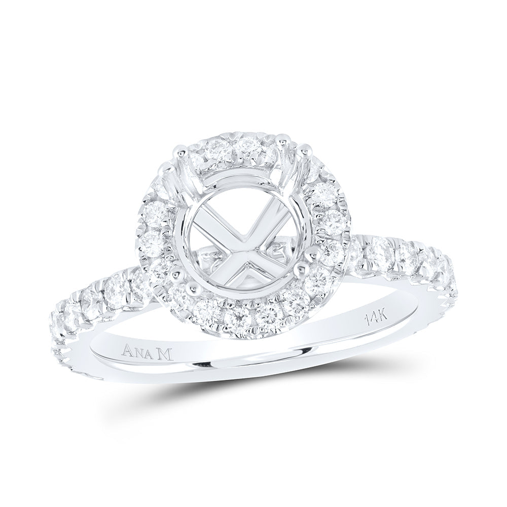 3/4CTW-NAT DIA ANA M 1 1/2CT-CRD SEMI-MOUNT SINGLE HALO ENGAGEMENT RING 7 Daisy Joyeria