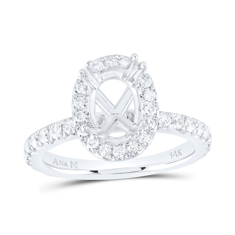 3/4CTW-NAT DIA ANA M 1 1/2CT-COV SEMI-MOUNT SINGLE HALO ENGAGEMENT RING 7 Daisy Joyeria