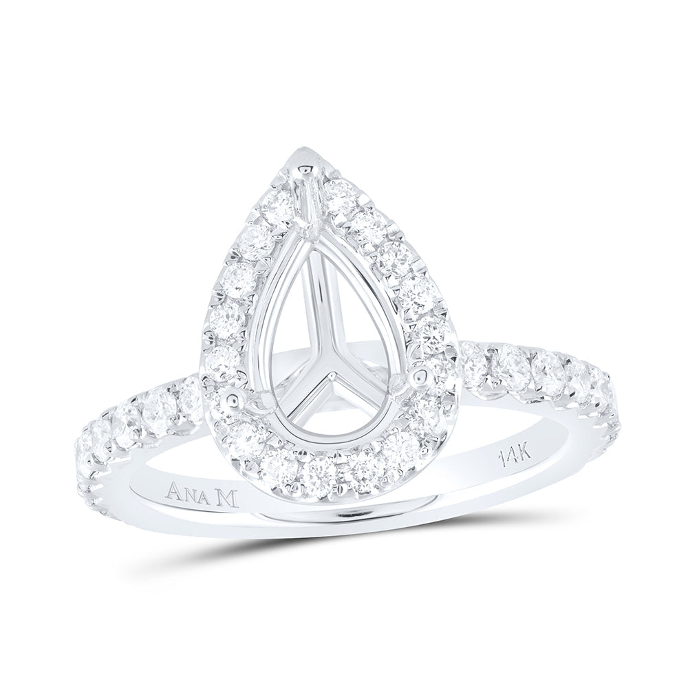 3/4CTW-NAT DIA ANA M 1 1/2CT-CPS SEMI-MOUNT SINGLE HALO ENGAGEMENT RING 7 Daisy Joyeria