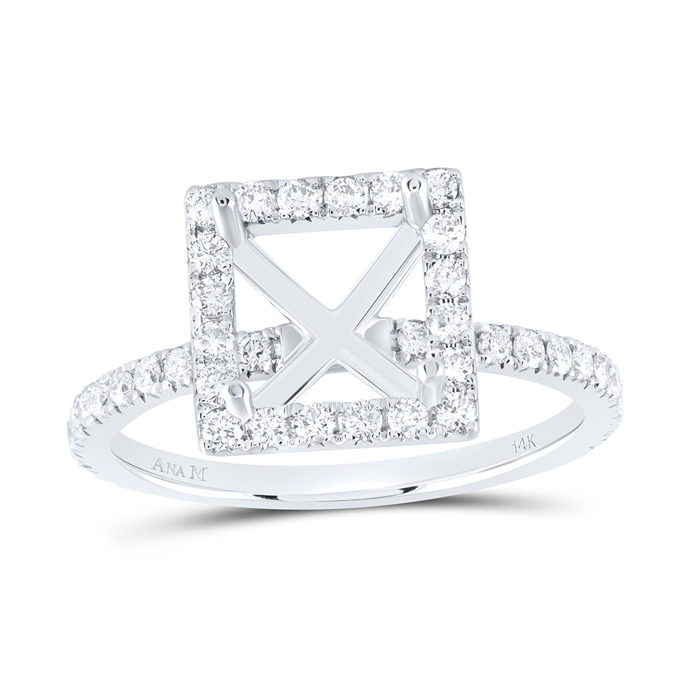 5/8CTW-NAT DIA ANA M  2CT-CPC SEMI-MOUNT SINGLE HALO BRIDAL RING 7 Daisy Joyeria