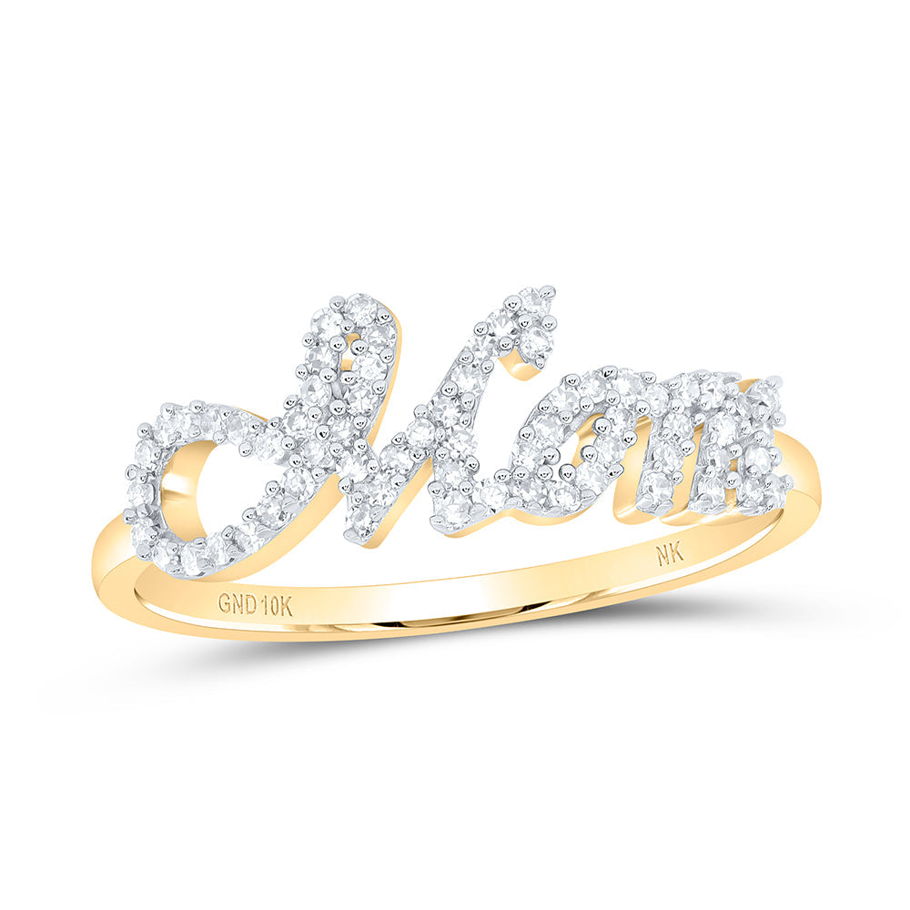 1/5CTW-NAT DIA NK GIFT "Mom" RING 7 Daisy Joyeria