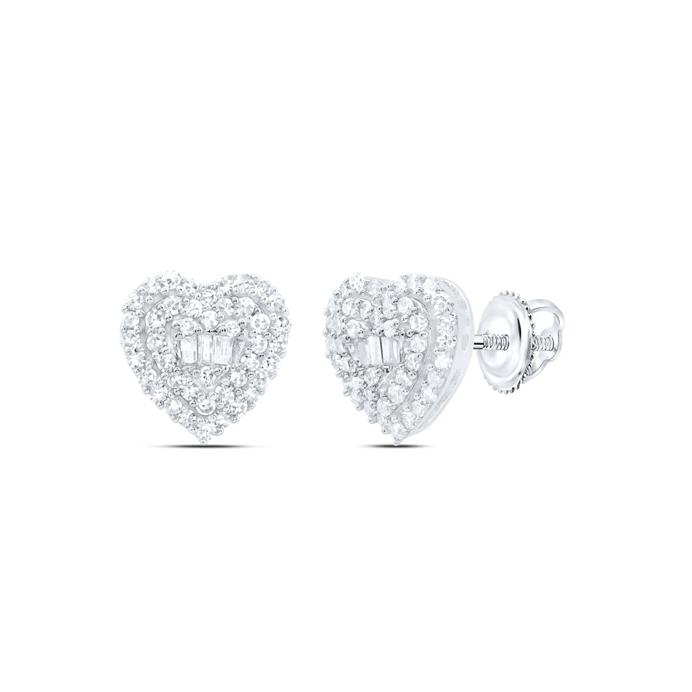 1/4CTW-NAT DIA NK FASHION HEART STUD EARRING Daisy Joyeria