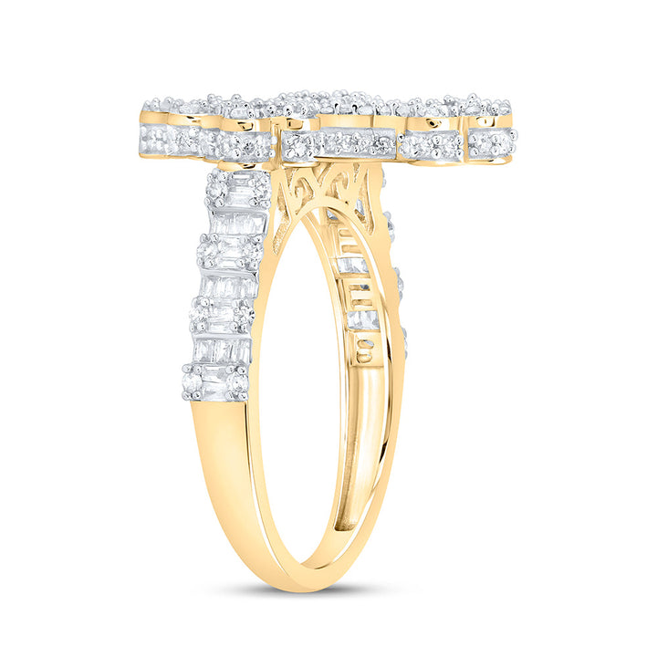 7/8CTW-NAT DIA NK FASHION CROSS LADIES RING 7 Daisy Joyeria