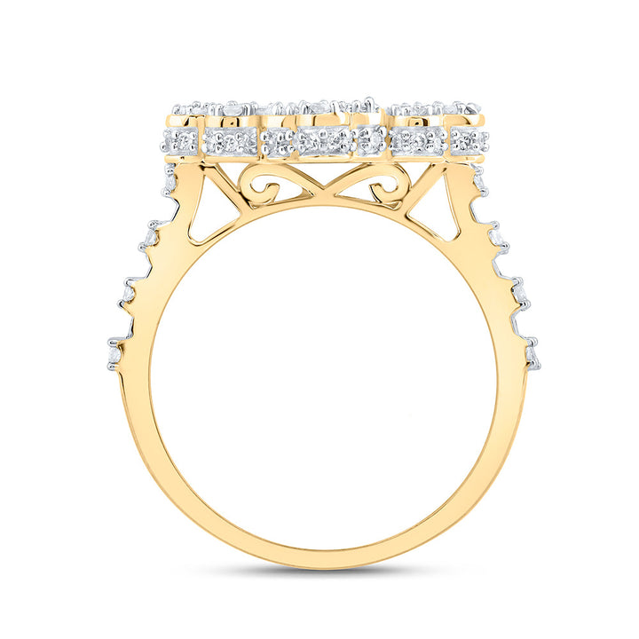 7/8CTW-NAT DIA NK FASHION CROSS LADIES RING 7 Daisy Joyeria