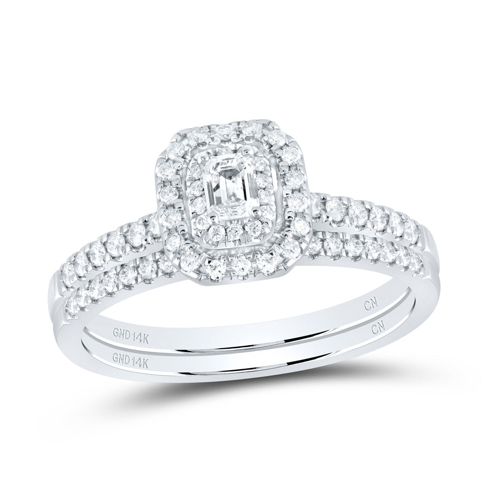1/2CTW-NAT DIA CN EMERALD DOUBLE HALO BRIDAL SET 7 Daisy Joyeria