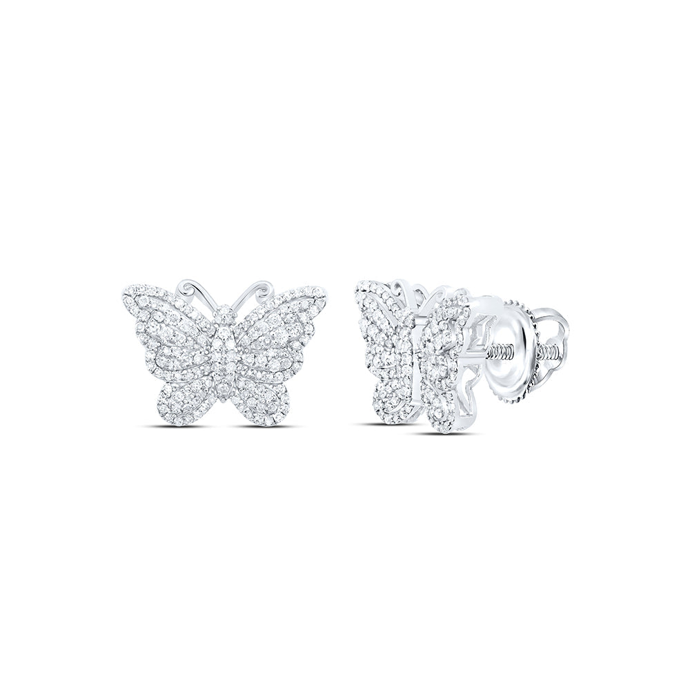 5/8CTW-NAT DIA NK FASHION BUTTERFLY EARRING Daisy Joyeria