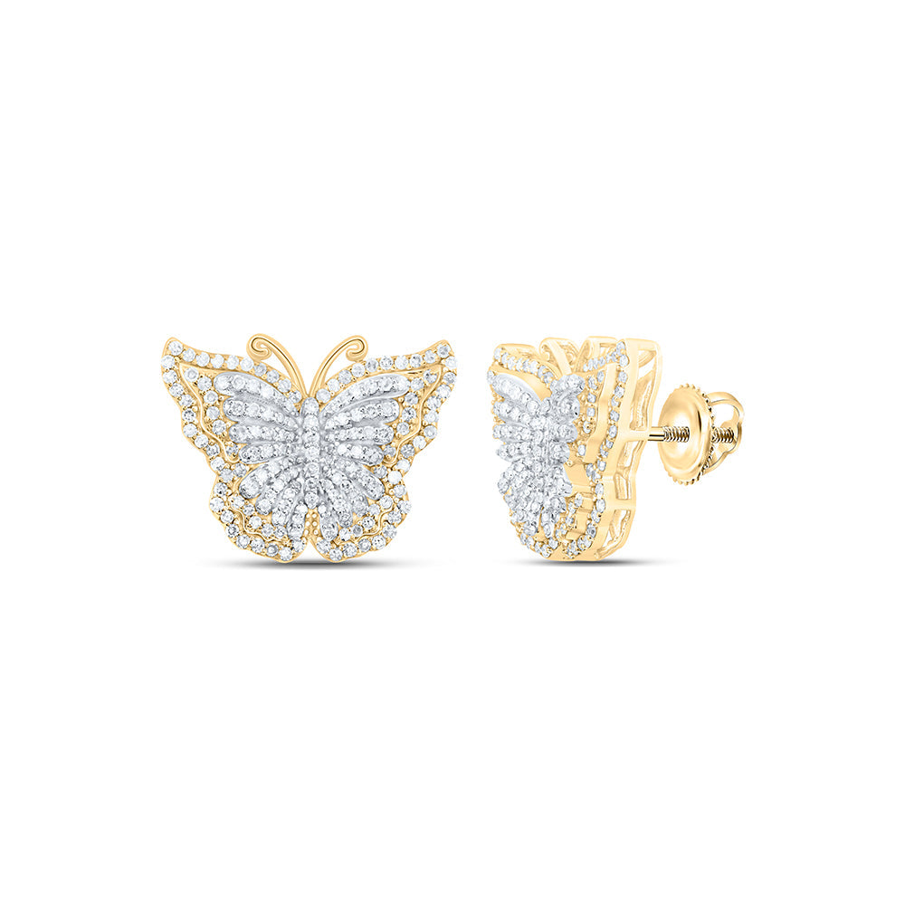 1CTW-NAT DIA NK FASHION BUTTERFLY EARRING Daisy Joyeria