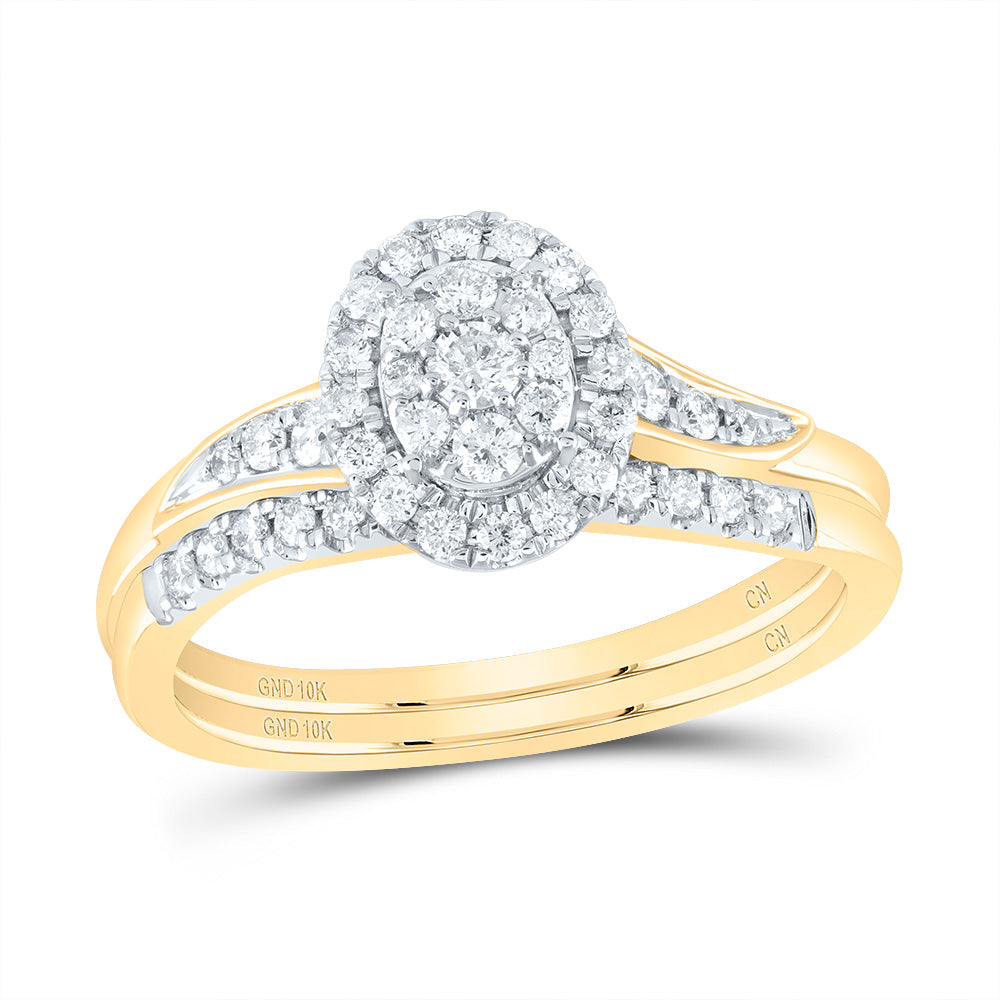 3/8CTW-NAT DIA CN OVAL SINGLE HALO BRIDAL SET 7 Daisy Joyeria