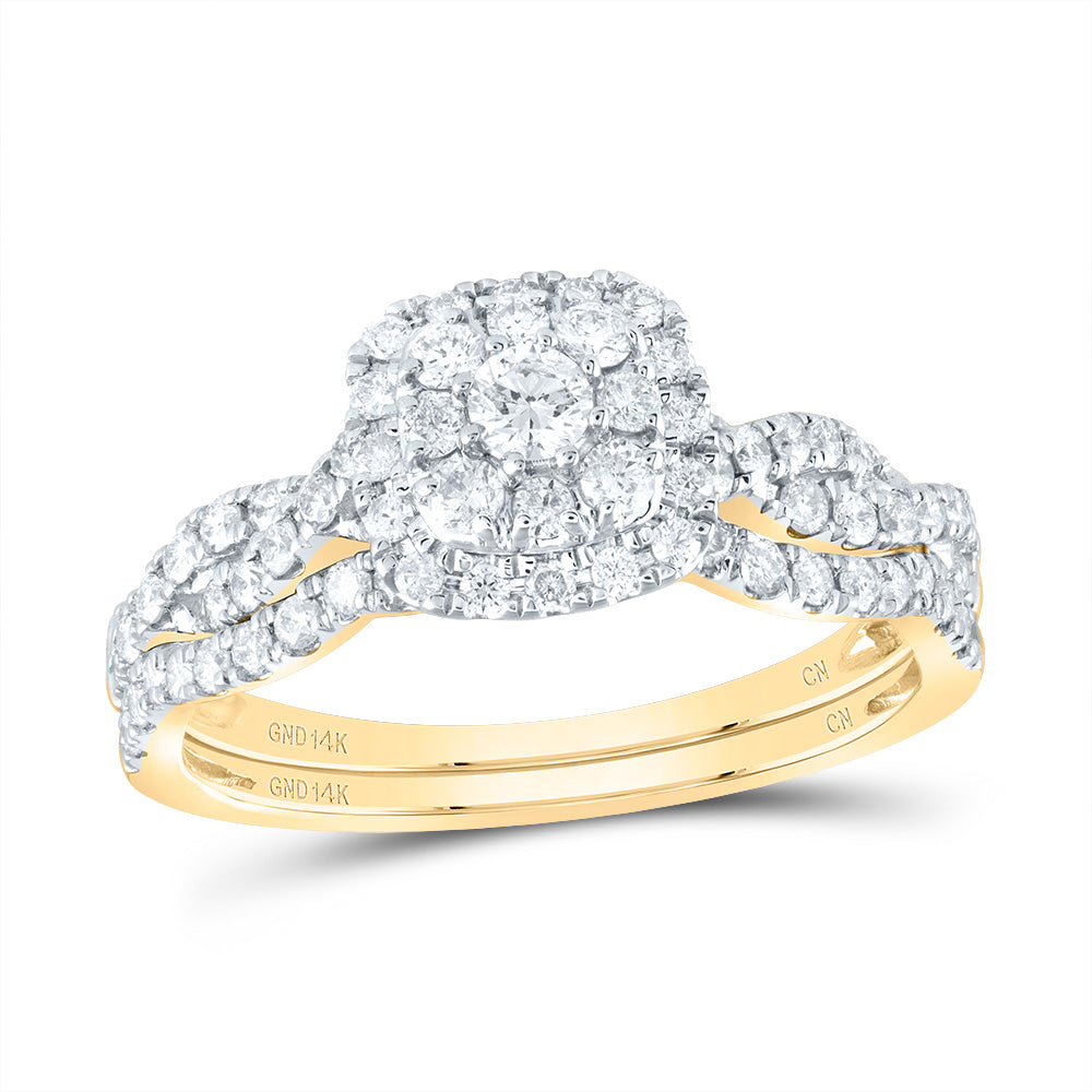 3/4CTW-NAT DIA CN CUSHION SINGLE HALO BRIDAL SET 7 Daisy Joyeria