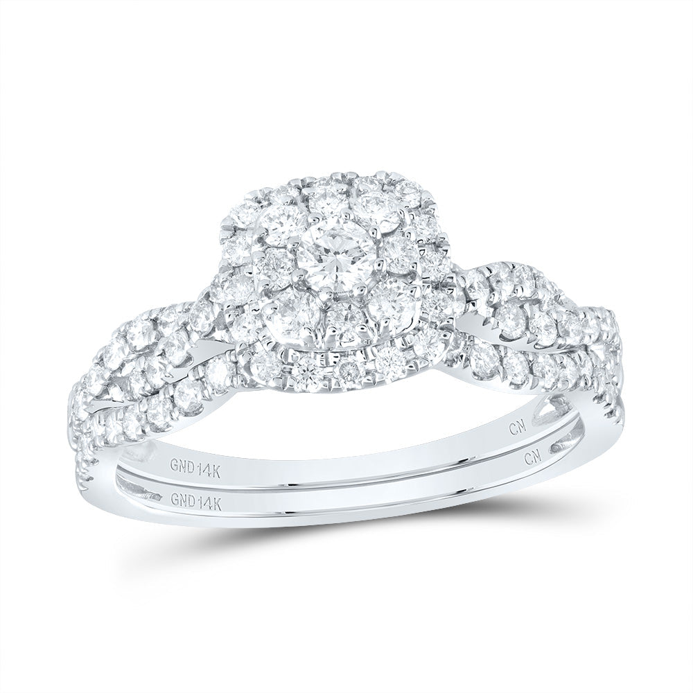 3/4CTW-NAT DIA CN CUSHION SINGLE HALO BRIDAL SET 7 Daisy Joyeria