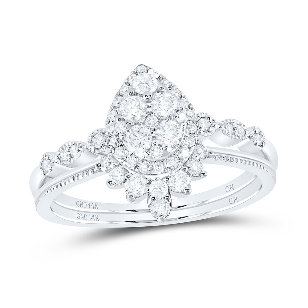 1/2CTW-NAT DIA CN PEAR SINGLE HALO BRIDAL SET 7 Daisy Joyeria