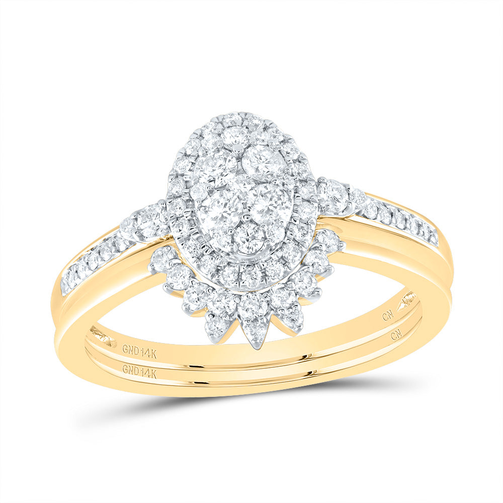1/2CTW-NAT DIA CN OVAL SINGLE HALO BRIDAL SET 7 Daisy Joyeria