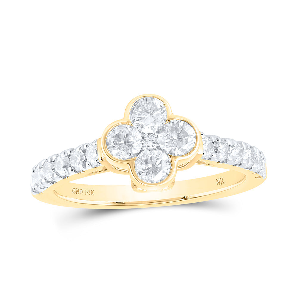 1CTW-NAT DIA NK FASHION CLOVER LADIES RING 7 Daisy Joyeria