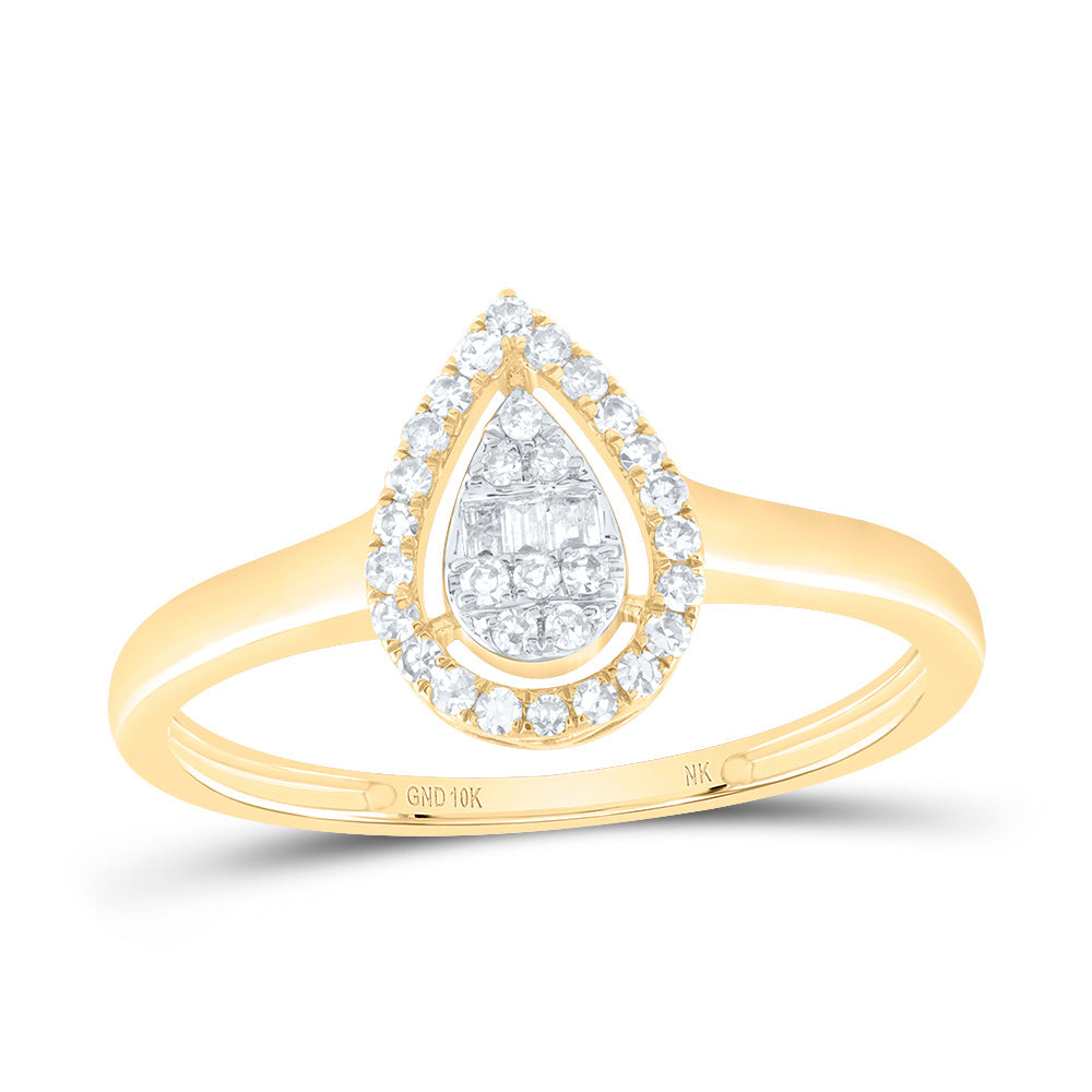 1/6CTW-NAT DIA NK FASHION PEAR RING 7 Daisy Joyeria