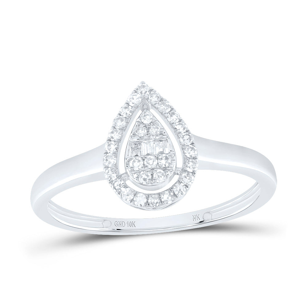 1/6CTW-NAT DIA NK FASHION PEAR RING 7 Daisy Joyeria