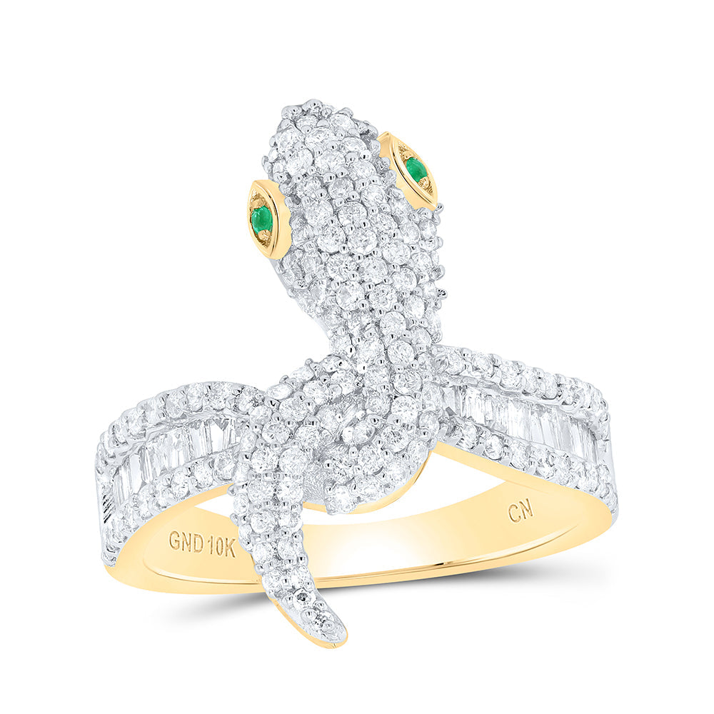 1 CTW-DIA CN 0.01CT RD-EM NAT GEM SNAKE LADIES RING 7 Daisy Joyeria