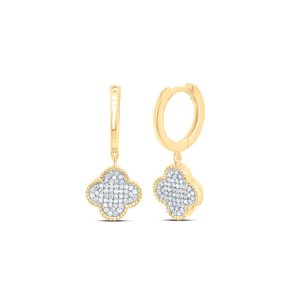 1/5CTW-NAT DIA NK CLOVER DANGLING EARRING Daisy Joyeria