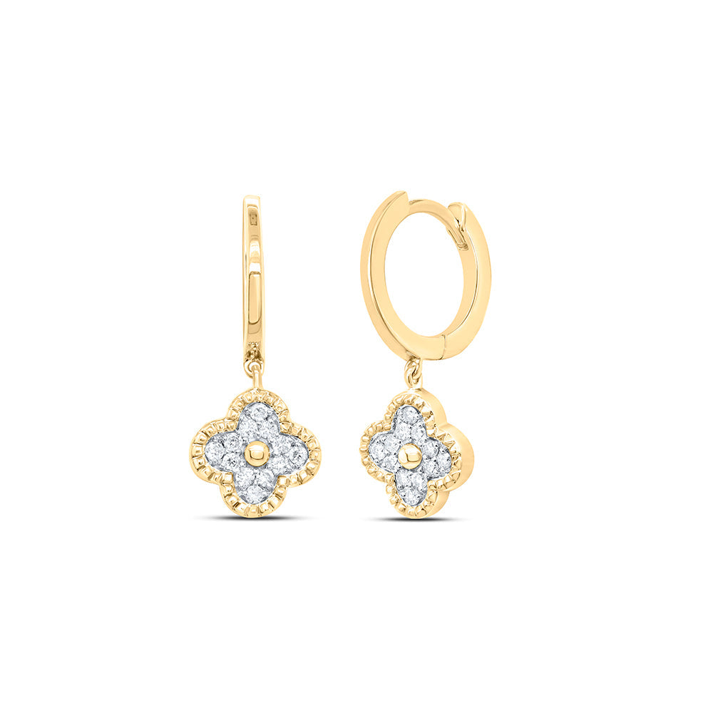 1/6CTW-NAT DIA NK CLOVER DANGLING EARRING Daisy Joyeria