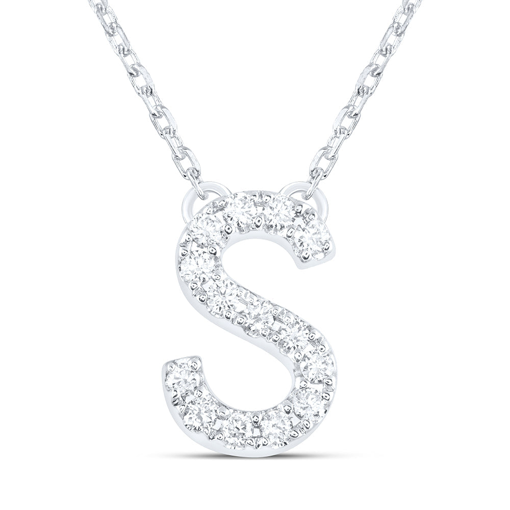 1/6CTW-NAT DIA ANA M INITIAL "S" FASHION NECKLACE (16 INCH) Daisy Joyeria