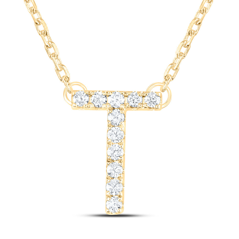 1/8CTW-NAT DIA ANA M INITIAL "T" FASHION NECKLACE (16 INCH) Daisy Joyeria