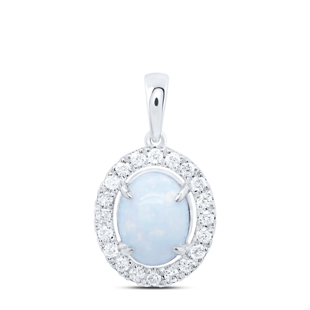 1/4CTW-NAT DIA CN 9X7MM-OPAL NAT GEM OVAL PENDANT Daisy Joyeria