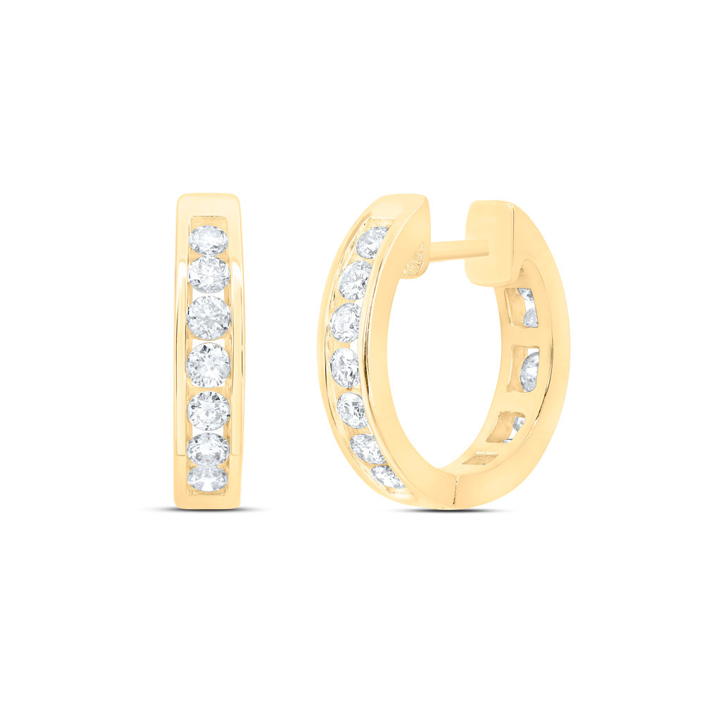 7/8CTW-NAT DIA NKE FASHION HIGH HOOPS EARRING Daisy Joyeria