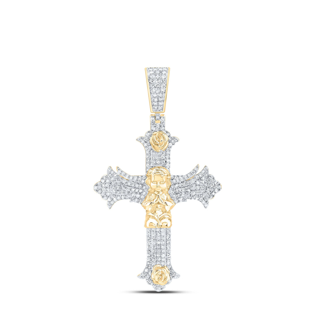1CTW-NAT DIA NK ANGEL CROSS MENS CHARM Daisy Joyeria