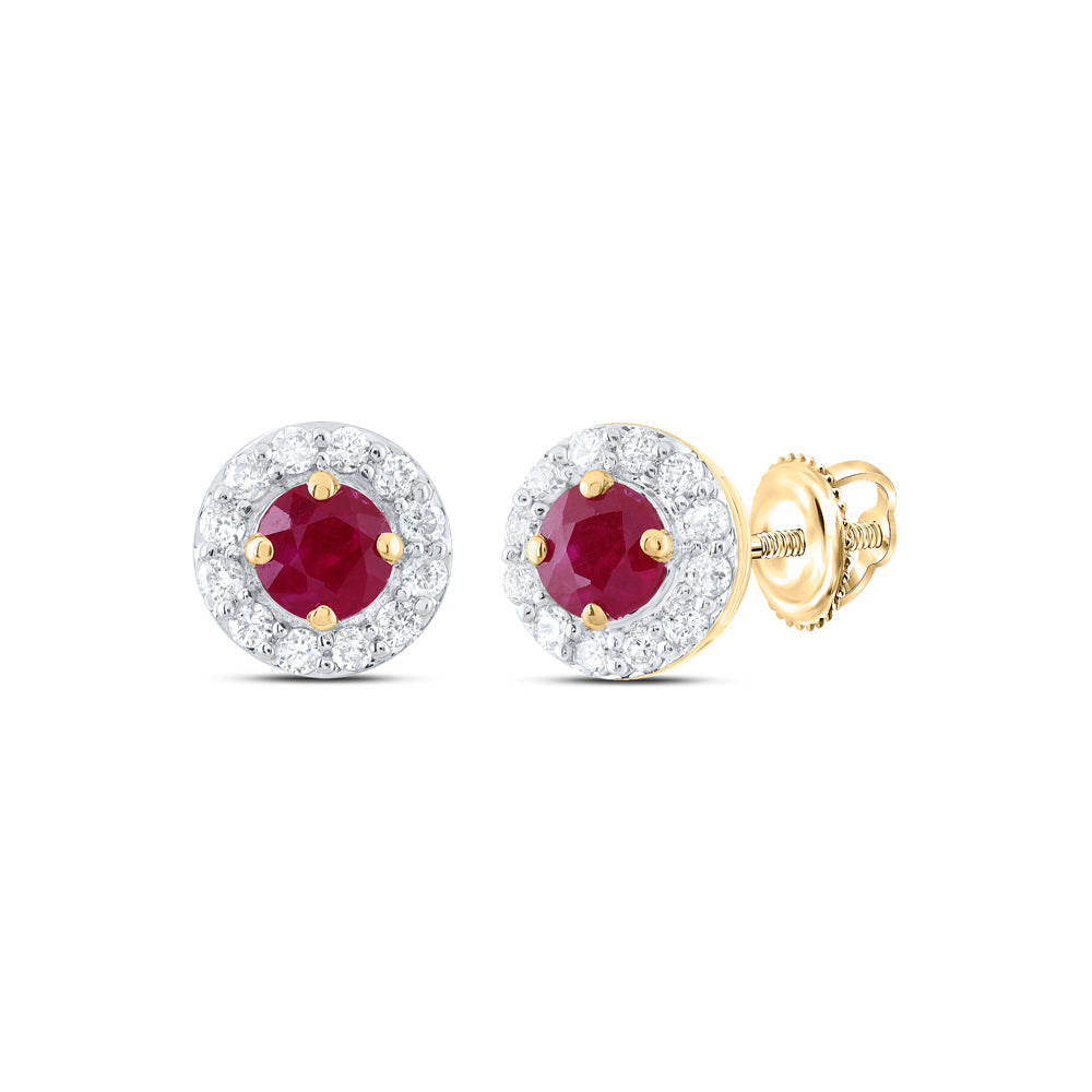 1/8CTW-NAT DIA CN 3MM RD-RU NAT GEM STUD EARRING Daisy Joyeria