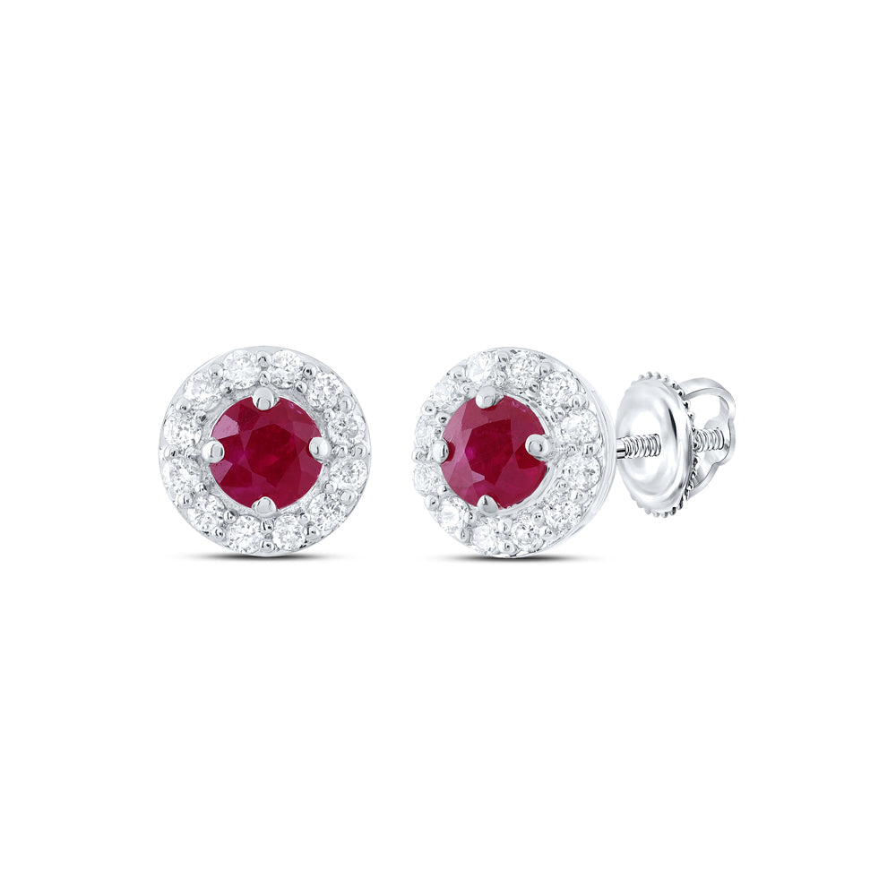 1/8CTW-NAT DIA CN 3MM RD-RU NAT GEM STUD EARRING Daisy Joyeria