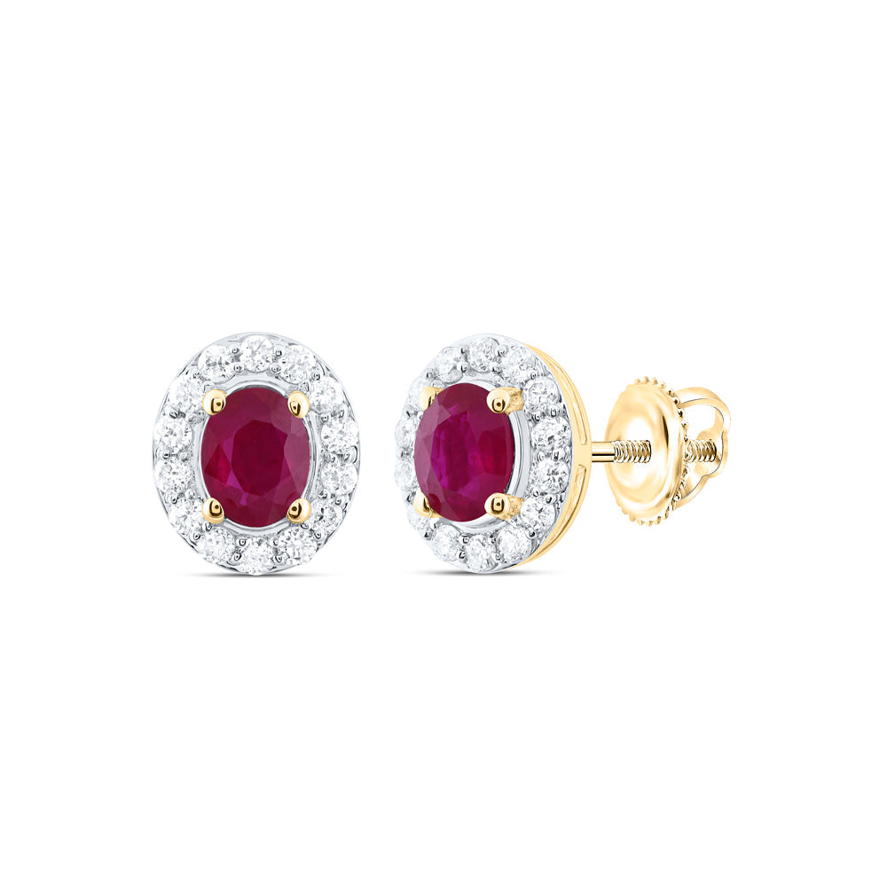 1/8CTW-NAT DIA CN 4X3MM OV-RU NAT GEM STUD EARRING Daisy Joyeria