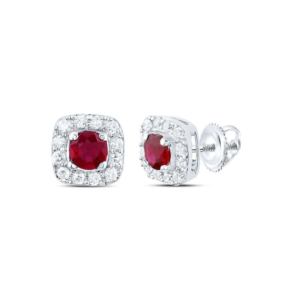 1/8CTW-NAT DIA CN 3MM RD-RU NAT GEM STUD EARRING Daisy Joyeria