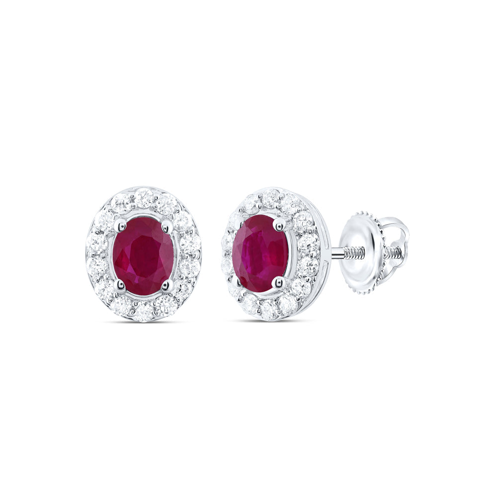 1/8CTW-NAT DIA CN 4X3MM OV-RU NAT GEM STUD EARRING Daisy Joyeria