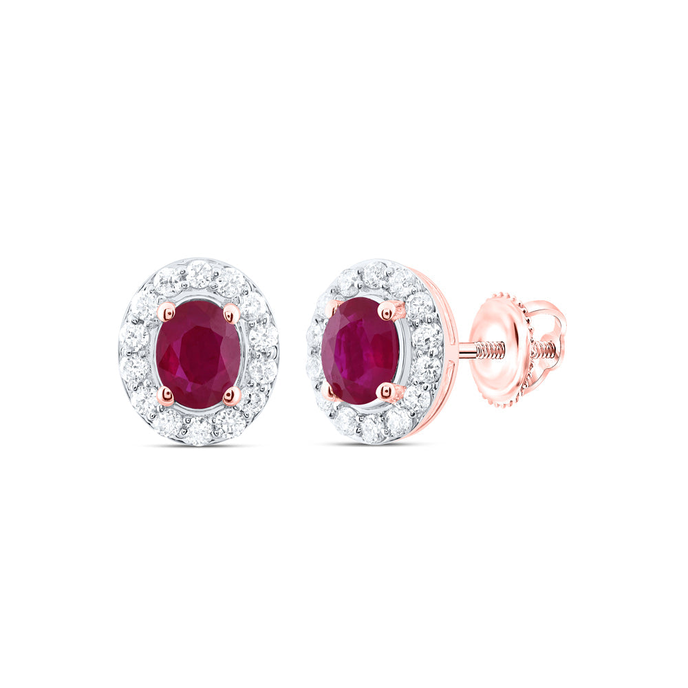 1/8CTW-NAT DIA CN 4X3MM OV-RU NAT GEM STUD EARRING Daisy Joyeria