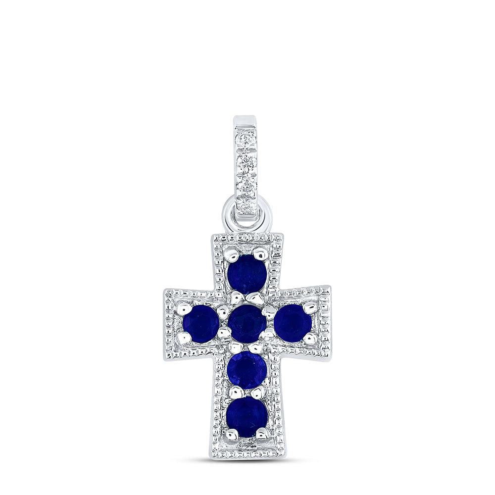 0.012CTW-NAT DIA ANA M 1/6CTW RD-BS NAT GEM CROSS PENDANT Daisy Joyeria