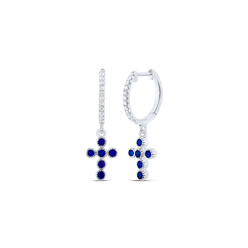 1/10CTW-NAT DIA ANA M 1/3CTW RD-BS NAT GEM DANGLING CROSS EARRING Daisy Joyeria